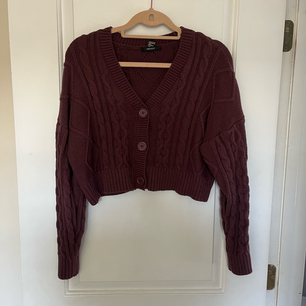 Maroon forever 21 button up cardigan